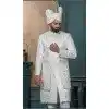 Men Silk Ethnic Wedding Sherwani Embroidery Off white Plus Size