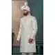 Men Embroidery Off white Silk Ethnic Wedding Sherwani - 13278212001