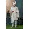 Men Embroidery Off white Silk Ethnic Wedding Sherwani Plus Size