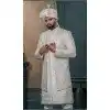 Men Silk Off white Ethnic Wedding Sherwani Embroidery Plus Size