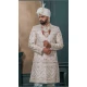 Men Ethnic Wedding Sherwani Embroidery Silk Cream - 13278212007