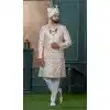 Men Ethnic Wedding Sherwani Embroidery Silk Cream Plus Size
