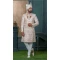 Men Ethnic Wedding Sherwani Embroidery Silk Cream - 13278212007
