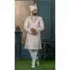Men Cream Embroidery Ethnic Wedding Sherwani Silk Plus Size
