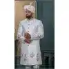 Men Ethnic Wedding Sherwani Silk White Embroidery Plus Size