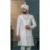 Men Ethnic Wedding Sherwani Embroidery Silk Off white Plus Size