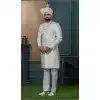 Men Ethnic Wedding Sherwani Embroidery Silk Off white Plus Size