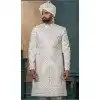 Men Ethnic Wedding Sherwani Cream Embroidery Silk Plus Size