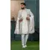 Men Silk Ethnic Wedding Sherwani Off white Embroidery Plus Size
