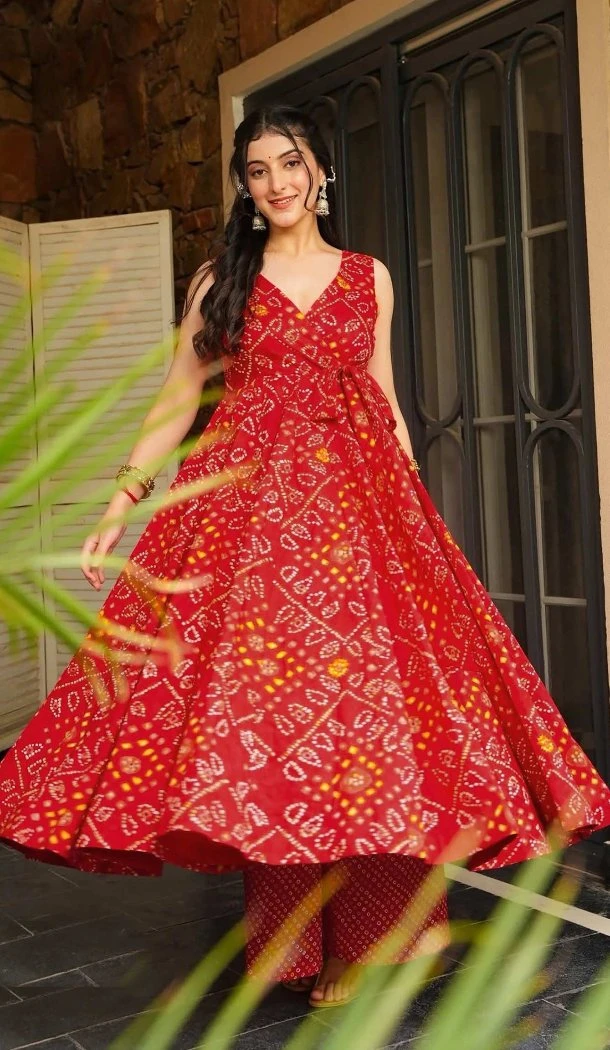 Women Red Gown Heavy Rayon Heavy Digital Printed Work - 13301212227