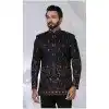Men Black Ethnic Wedding Sherwani Imported Plus Size