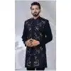 Men Ethnic Wedding Sherwani Navy Blue Imported Plus Size