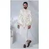 Men Ethnic Wedding Sherwani Cream Imported Plus Size