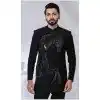 Men Imported Jade Black Ethnic Wedding Sherwani Plus Size