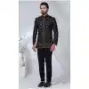 Men Black Imported Ethnic Wedding Sherwani Plus Size