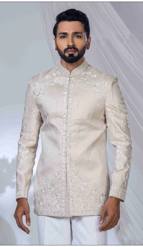 Men Ethnic Wedding Sherwani Rose Gold Imported - 13279212031