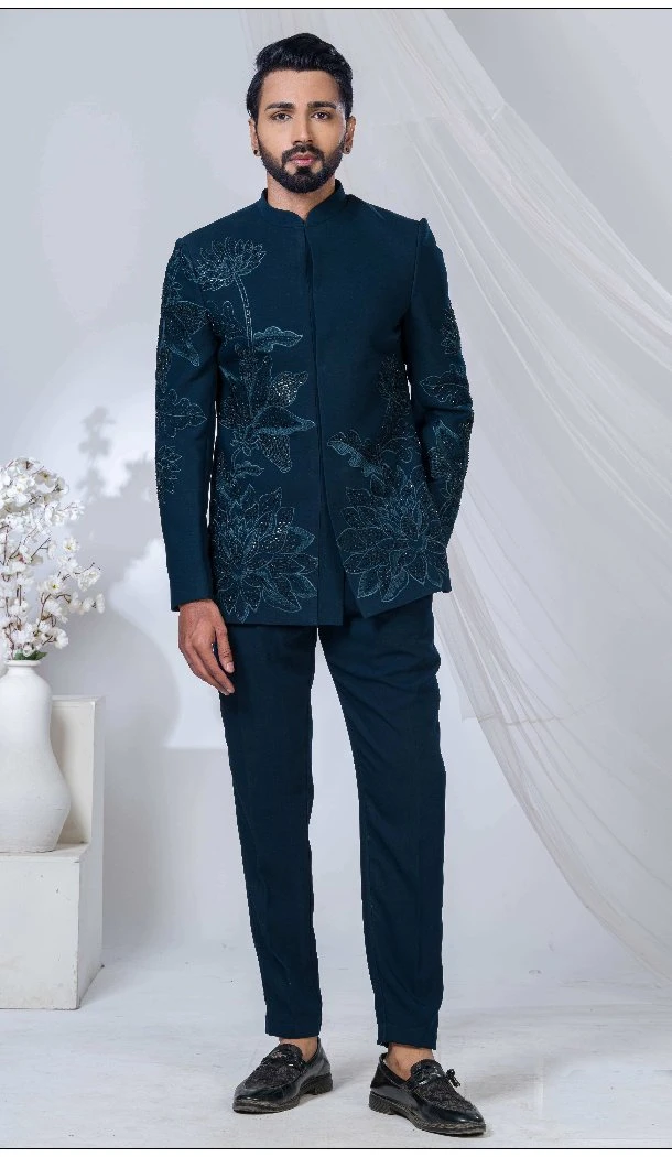 Men Peacock blue Ethnic Wedding Sherwani Imported - 13279212032