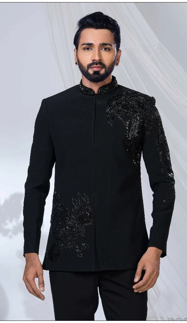 Men Imported Ethnic Wedding Sherwani Black - 13279212038