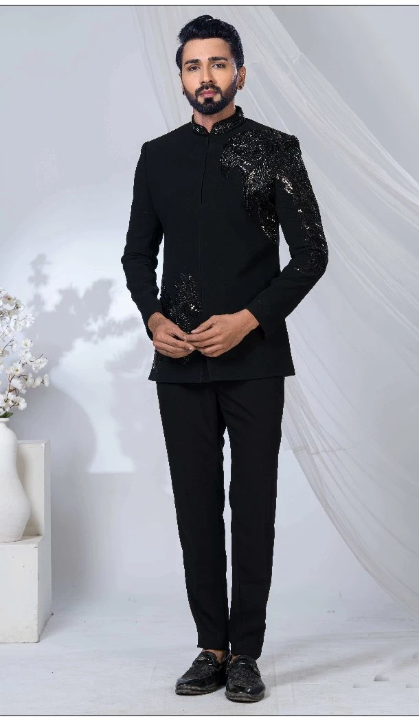 Men Imported Ethnic Wedding Sherwani Black - 13279212038