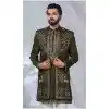Men Imported Mehendi Ethnic Wedding Sherwani Plus Size