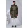 Men Imported Mehendi Ethnic Wedding Sherwani Plus Size