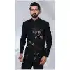 Men Black Ethnic Wedding Sherwani Imported Plus Size