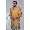 Men Imported Ethnic Wedding Sherwani Yellow Plus Size