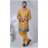 Men Imported Ethnic Wedding Sherwani Yellow Plus Size