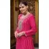 Women Pink Palazzo Suit Embroidery Work Primium Chinon Plus Size