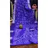 Women Pure Bandhej Silk Bandhni Saree Print Blue Plus Size