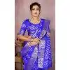 Women Pure Bandhej Silk Bandhni Saree Print Blue Plus Size