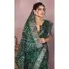 Women Bandhni Saree Pure Bandhej Silk Print Green Plus Size