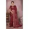 Women Pure Bandhej Silk Bandhni Saree Print Maroon Plus Size