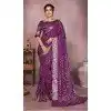 Women Pure Bandhej Silk Purple Bandhni Saree Print Plus Size