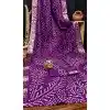 Women Pure Bandhej Silk Purple Bandhni Saree Print Plus Size