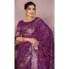 Women Pure Bandhej Silk Purple Bandhni Saree Print Plus Size