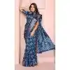 Women Pure Bandhej Silk Bandhni Saree Teal Print Plus Size