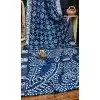 Women Pure Bandhej Silk Bandhni Saree Teal Print Plus Size