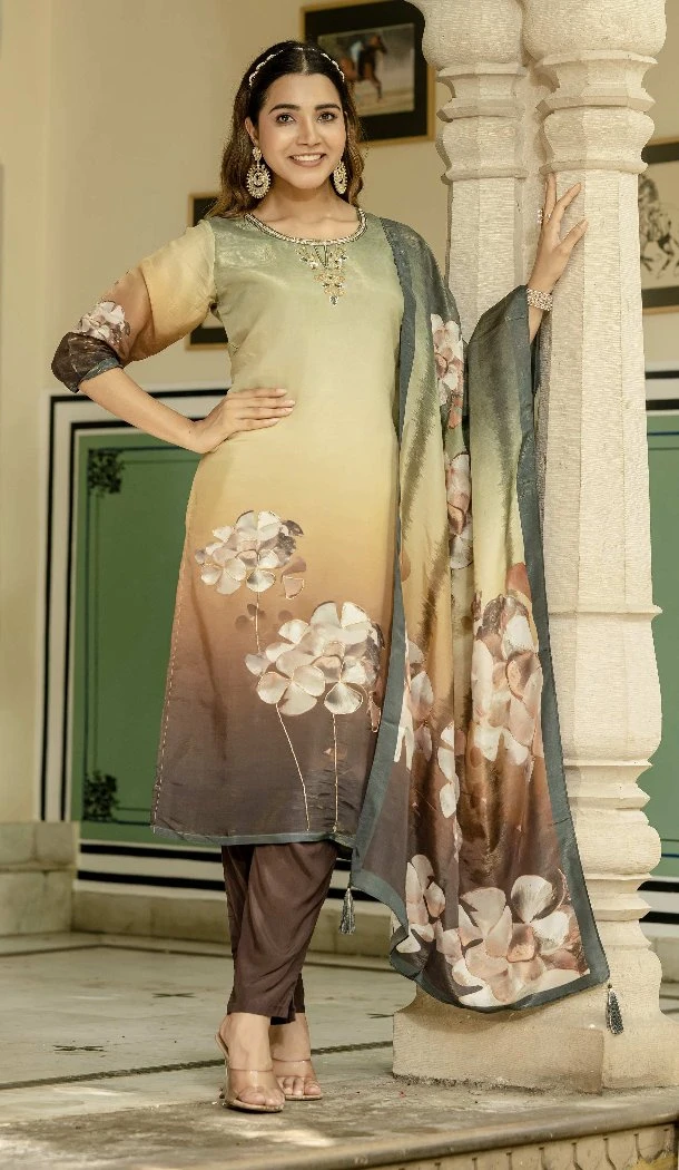 Women Party Wear Salwar Suit Digital Print Silk Multi - 13336212394