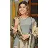 Women Digital Print Grey Silk Party Wear Salwar Suit Plus Size