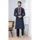 Men Navy Blue Kurta Pajama Plain Cotton - 13334212381
