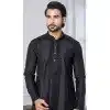 Men Black Plain Kurta Pajama Cotton Plus Size