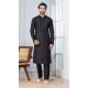 Men Black Plain Kurta Pajama Cotton - 13334212383