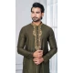 Men Kurta Pajama Cotton Plain Mahendi - 13334212384