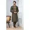 Men Kurta Pajama Cotton Plain Mahendi Plus Size