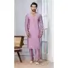Men Plain Cotton Mauve Kurta Pajama Plus Size