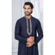 Men Kurta Pajama Cotton Navy Blue Plain - 13334212387