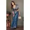 Women Blue Traditional Wear Saree Print Bandhej Silk Plus Size