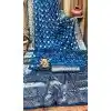 Women Blue Traditional Wear Saree Print Bandhej Silk Plus Size