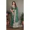 Women Traditional Wear Saree Bandhej Silk Print Green Plus Size